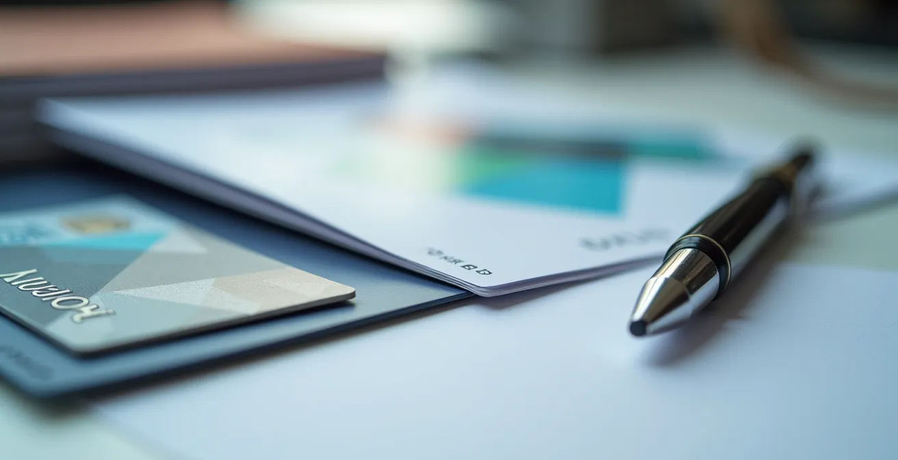 Close-up van professionele documenten en Belgische identiteitskaart op bureau