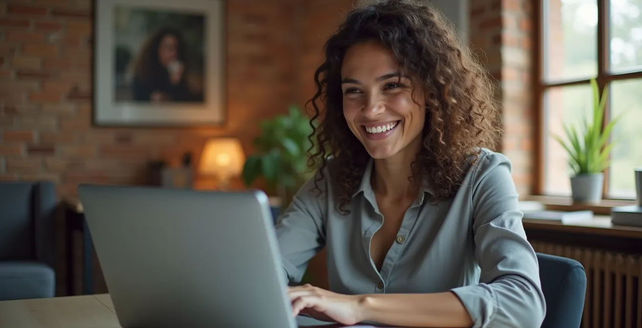 Professionele werknemer in videovergadering vanuit thuiskantoor met collega's
