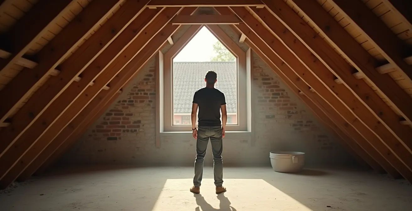 Visualisatie van isolatieopties voor een ongebruikte zolder